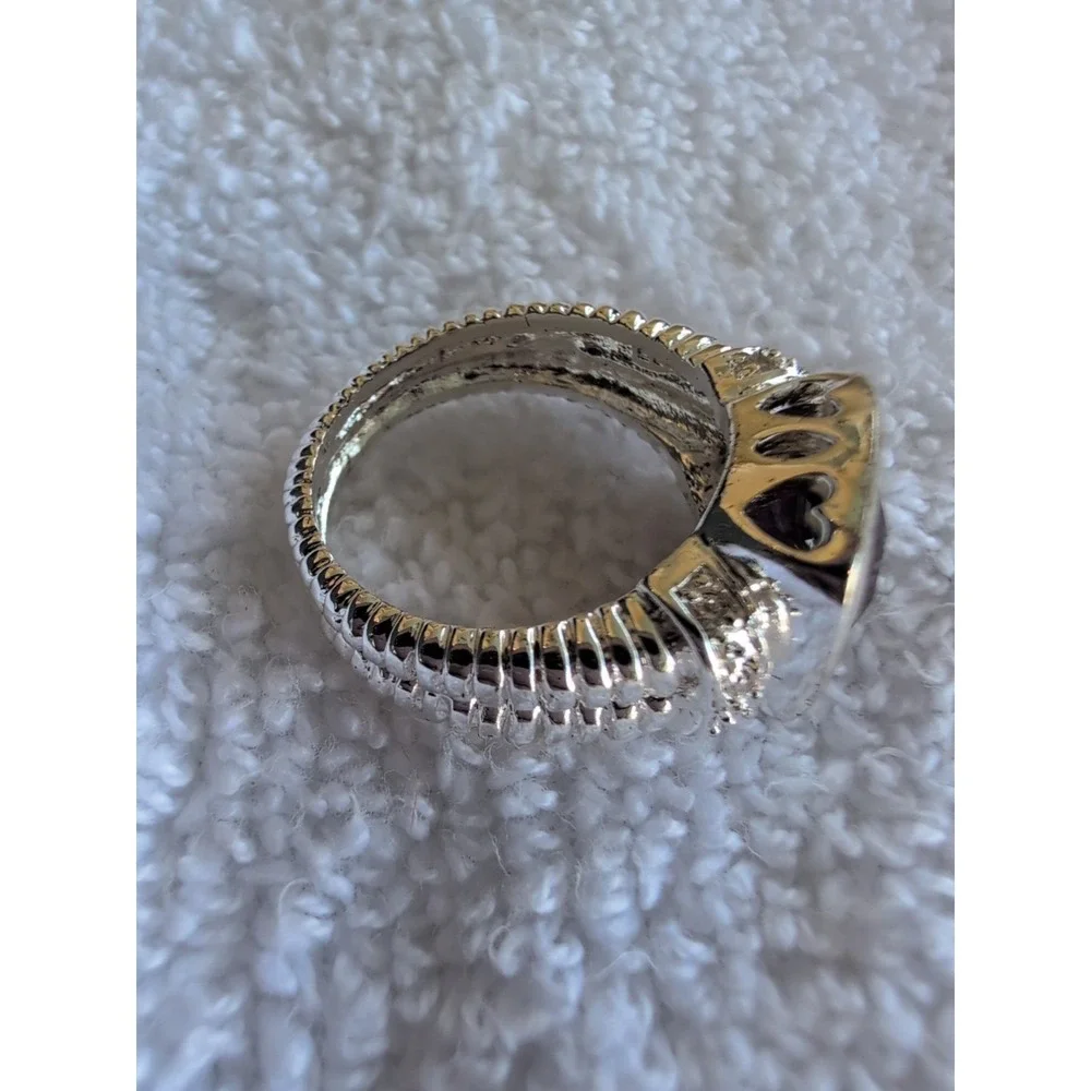 amethyst ring sterling silver size 10.5 detailed band‎